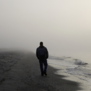 Man walking on beach